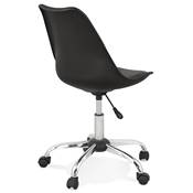 Chaise de bureau à roulettes design 'TULIP' noire pieds en métal chromé