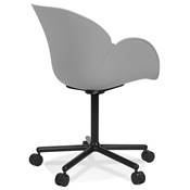 Chaise de bureau à accoudoirs design à roulettes dossier bas 'MINISTRY' grise pieds en métal noir