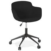 Chaise design de bureau à roulette 'SOFT' en tissu noir avec 5 pieds en métal noir