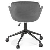 Chaise design de bureau à roulette 'SOFT' en velours gris avec 5 pieds en métal noir