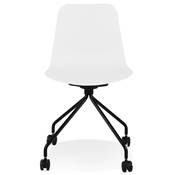 Chaise de bureau à roulettes design 'BLACK HJÜL' blanche avec pied en métal noir