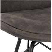 Chaise design style baroque 'GORD' en microfibre grise et 4 pieds avec croisillons en métal noir