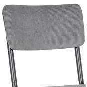 Chaise 'SKOLA' assise et dossier en tissu côtelé gris foncé avec 4 pieds en métal noir
