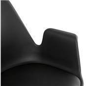 Chaise style industriel design à accoudoirs 'HERTIG' noire avec 4 pieds en métal noir