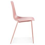 Chaise design intérieur / extérieur 'EASY' assise en resine rose 4 pieds en métal rose