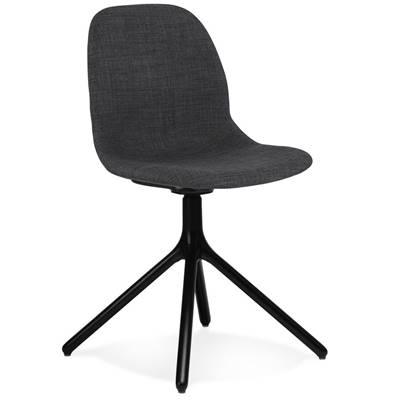 Chaise design de style moderne 'KOOL' en tissu gris foncé avec 4 pieds en métal noir