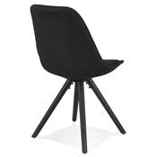 Chaise design 'BLACK FIRENZA' en tissu noir avec 4 pieds en bois noir