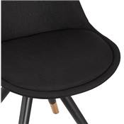 Chaise design style baroque 'MODENA' en tissu noir avec 4 pieds en bois noir et métal brossé doré