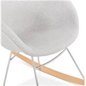 Chaise à bascule design scandinave à accoudoirs 'GUNGSTÖL' tissu gris clair pieds bois métal chromé