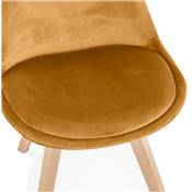 Chaise scandinave 'MILANO' en velours moutarde et 4 pieds en bois naturel