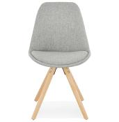 Chaise scandinave design 'Sueden' en tissu gris avec 4 pieds en bois naturel