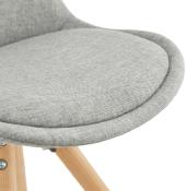 Chaise scandinave design 'Sueden' en tissu gris avec 4 pieds en bois naturel