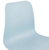 Chaise scandinave design 'Sländak Woody' bleue avec 4 pieds en bois naturel et métal noir