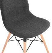 Chaise scandinave design 'Norsk Wood' en tissu gris avec 4 pieds bois naturel et métal noir