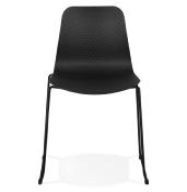Chaise design empilable 'Style Black' noire pieds tréteaux en métal noir