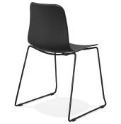 Chaise design empilable 'Style Black' noire pieds tréteaux en métal noir