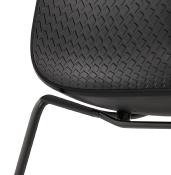 Chaise design empilable 'Style Black' noire pieds tréteaux en métal noir