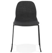 Chaise design empilable 'Teknik Black' en tissu gris foncé pieds tréteaux en métal noir