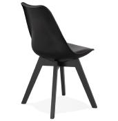 Chaise design 'Blackstad' noire avec 4 pieds en bois noir