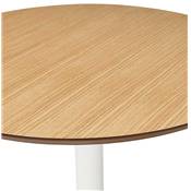 Table / table de réunion design ronde 'Bjork' plateau bois pied central métal blanc – Ø 120 cm