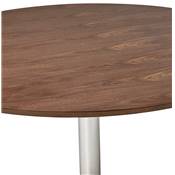Table / table de réunion design ronde 'Mandlar' plateau noyer pied central métal chromé – Ø 120 cm
