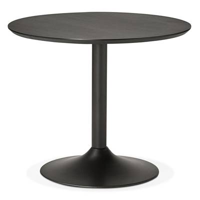 Petite table à diner / de bureau ronde design 'Kontur Black' noire pied central métal noir - Ø 90 cm