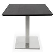 Table à diner / de salle à manger 'Tvillin' noire en bois pied central acier brossé - 180 x 90 cm