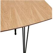 Table / table de réunion extensible 'Rym' plateau bois 4 pieds en métal noir - 170(270) x 100 cm