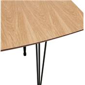 Table à diner / de réunion extensible 'Rym' plateau bois 4 pieds en métal noir - 170(270) x 100 cm