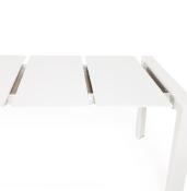 Table / table de réunion scandinave extensible 'Solada' blanche mat 4 pieds - 190(270) x 95 cm