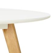 Table / table de réunion scandinave ronde 'Solnä' plateau bois blanc 4 pieds bois – Ø 120 cm