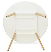 Table / table de réunion scandinave ronde 'Solnä' plateau bois blanc 4 pieds bois – Ø 120 cm
