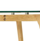 Table / bureau droit scandinave 'Skanör' plateau verre 4 pieds en bois naturel - 120 x 80 cm