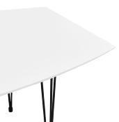 Table / table de réunion extensible 'Rym' blanche bois mat 4 pieds en métal noir - 170(270) x 100 cm