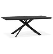 Table de salle à manger design 'Tepee Wood' plateau bois noir pieds en métal noir - 200 x 100 cm