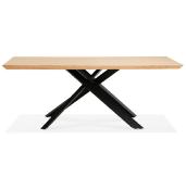 Table de salle à manger design 'Tepee Wood' plateau bois naturel pieds en métal noir - 200 x 100 cm