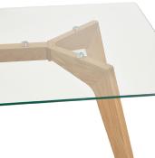 Table / bureau droit scandinave 'STORSKANÖR' plateau en verre 4 pieds en bois naturel - 180 x 90 cm
