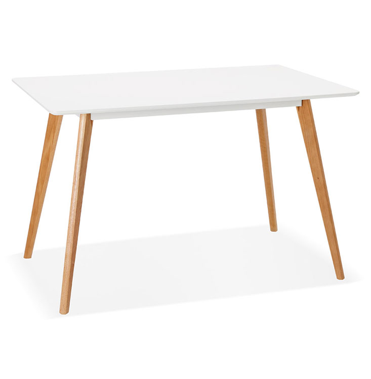Table / bureau droit scandinave 'Bolnäss Small' plateau en bois blanc 4 pieds en bois naturel – 120 x 80 cm