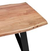 Table / table de réunion rectangulaire de style industriel 'BARNE' en bois massif pieds en métal noir - 200 x 95 cm