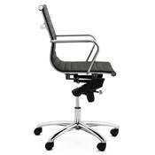Fauteuil de bureau design à roulettes et dossier bas 'GREATERS MINI' noir pieds en métal chromé