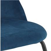 Fauteuil design 'ART' en velours bleu avec 4 pieds en métal noir