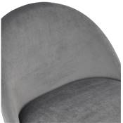 Fauteuil design 'ART' en velours gris clair avec 4 pieds en métal noir