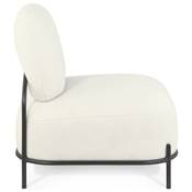 Fauteuil design de style moderne 'BIG SMALL' en tissu bouclé blanc avec 4 pieds en métal noir