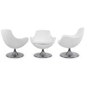 Fauteuil moderne 'Empirio' pivotant blanc pied central en aluminium brossé