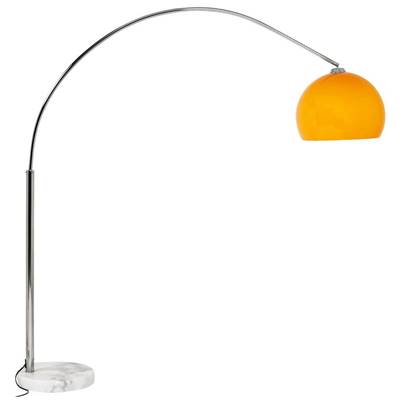 Lampadaire design 'Arc' abat-jour orange structure en métal chromé socle en marbre