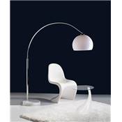 Lampadaire design 'Arc' abat-jour blanc structure en métal chromé socle en marbre