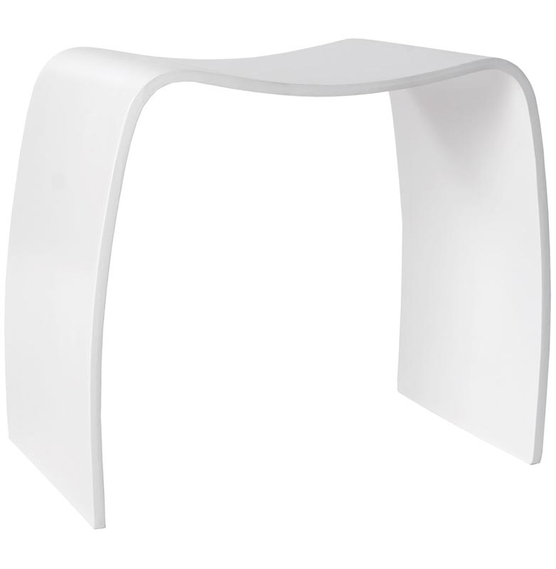 Tabouret bas design empilable 'Mooble' en bois blanc