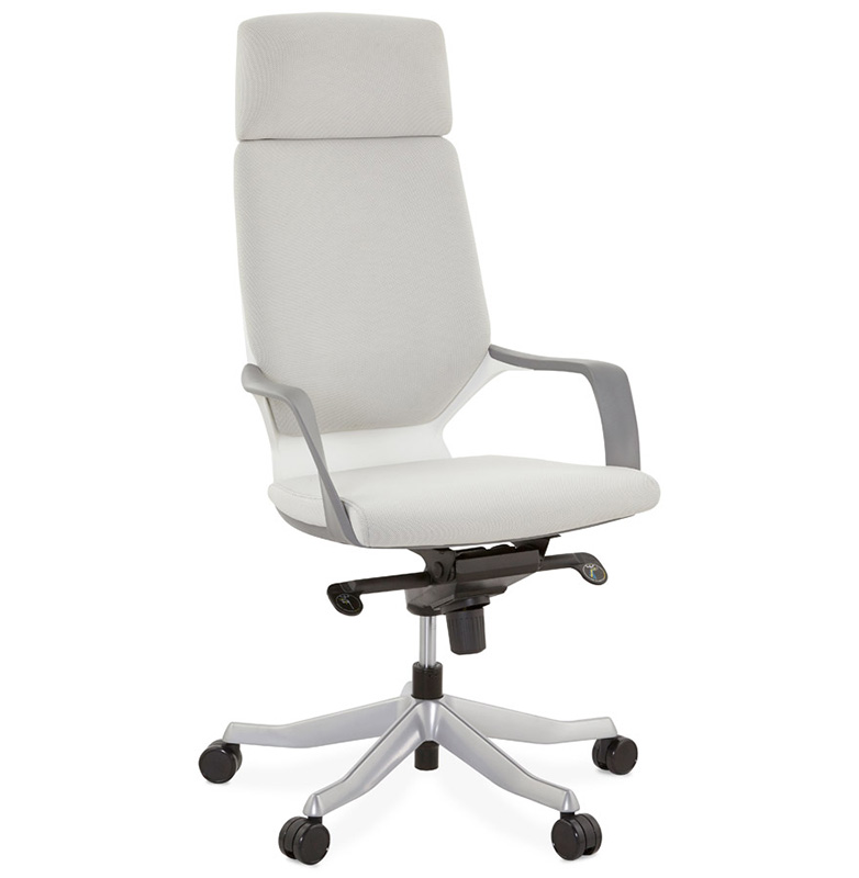Fauteuil de Bureau design à roulettes 'ATOS' en tissu gris avec pieds en métal