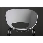 Chaise design 'Mosquito' blanche avec 4 pieds en métal chromé