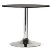 Petite table / table salle de réunion ronde 'Druna Mini' bois noir pied central chromé - Ø 90 cm